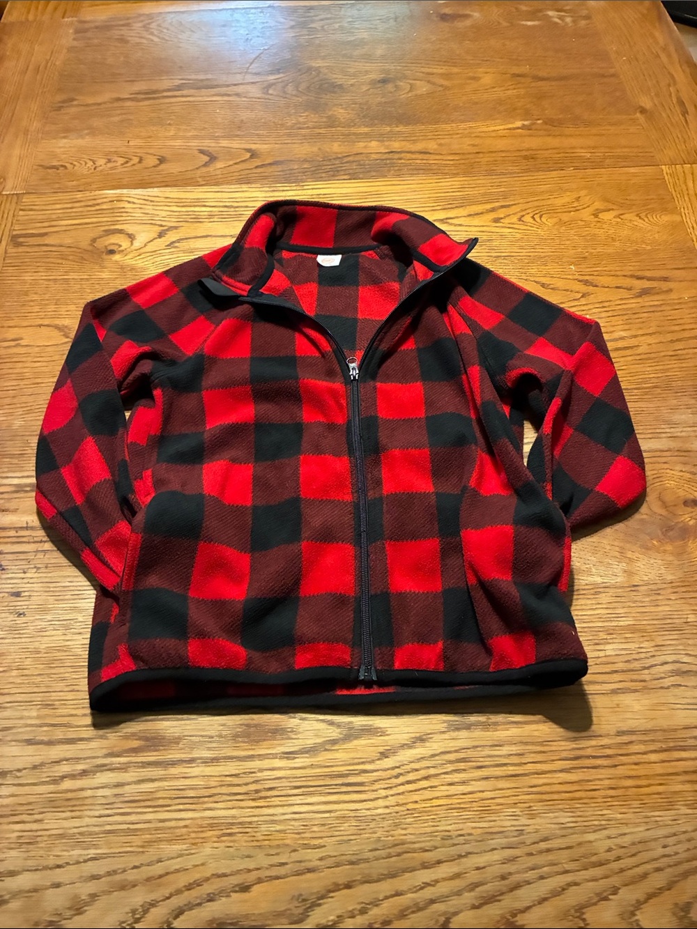 wonder nation Red and Black Buffalo Plaid Zip-Up Fleece Jacket